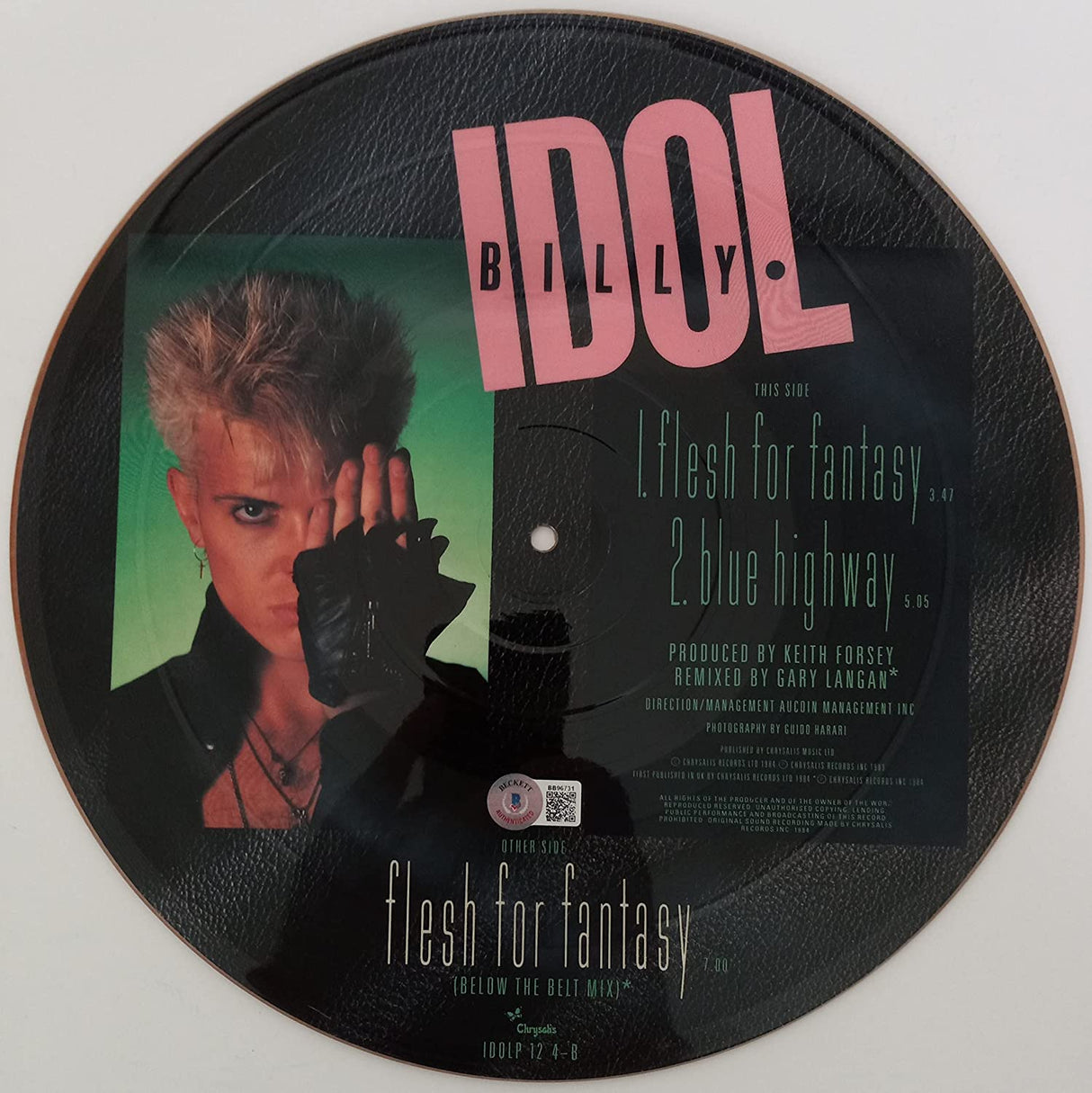 Billy Idol Steve Stevens signed autographed vinyl 12'' picture disc exact proof Beckett COA STAR