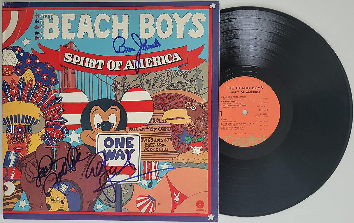 Mike Love Al Jardine Bruce Johnston signed The Beach Boys Spirit of America album.proof. autographed Vinyl Record,COA STAR