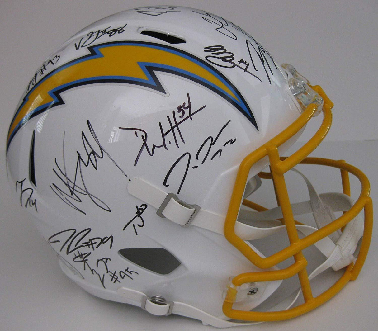 2019 Los Angeles Chargers, LA Chargers team signed autographed, full size football speed helmet, COA, proof photos