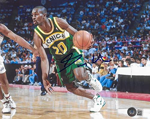 Gary Payton Seattle SuperSonics signed autographed Sonics basketball 8x10 photo proof Beckett COA