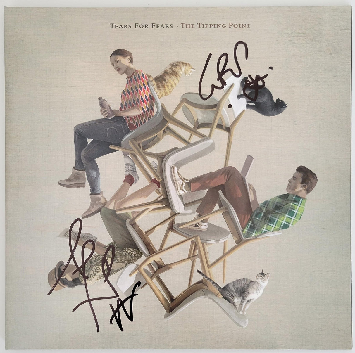 Smith & Orzabal signed Tears for Fears The Tipping Point album COA proof STAR