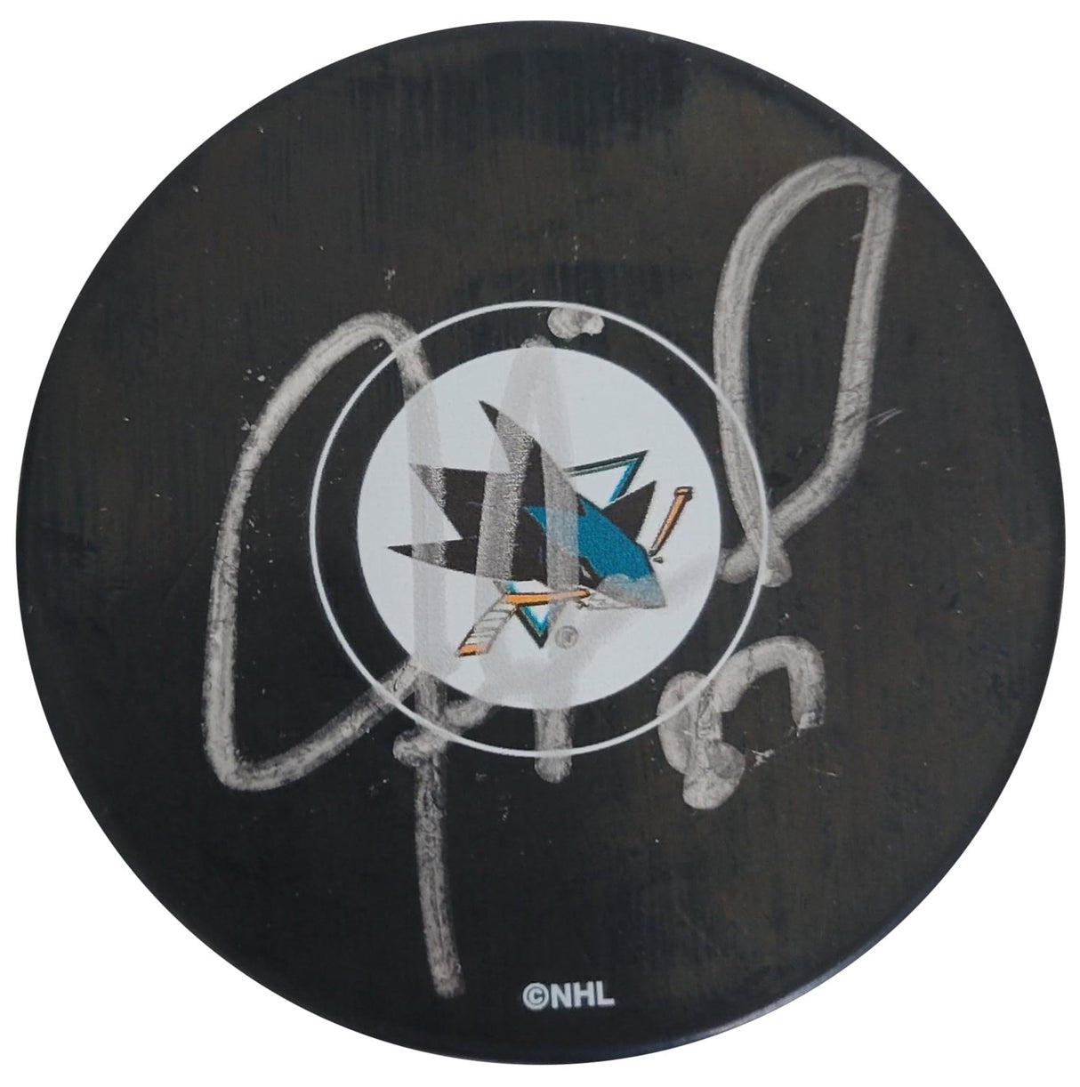 Jeremy Roenick signed San Jose Sharks logo Hockey Puck proof COA autographed