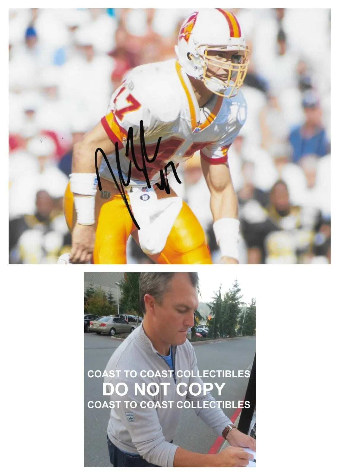 John Lynch signed Tampa Bay Buccaneers football 8x10 photo COA proof autographed,