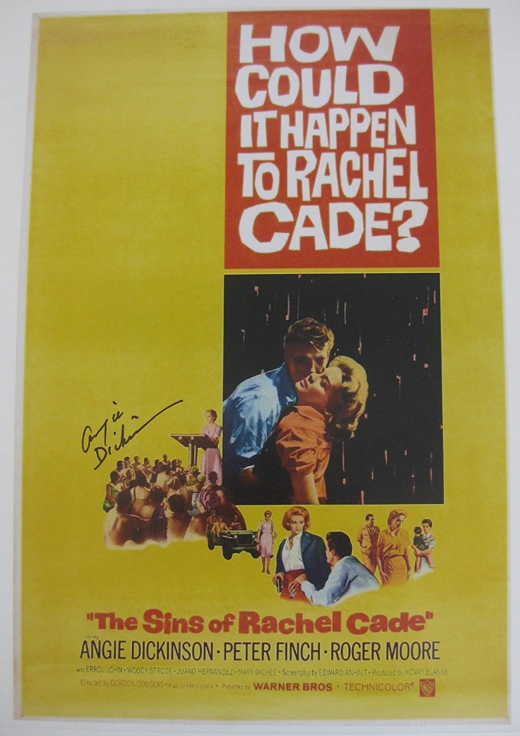 Angie Dickinson signed 12x18 The Sins of Rachel Cade movie poster COA proof STAR