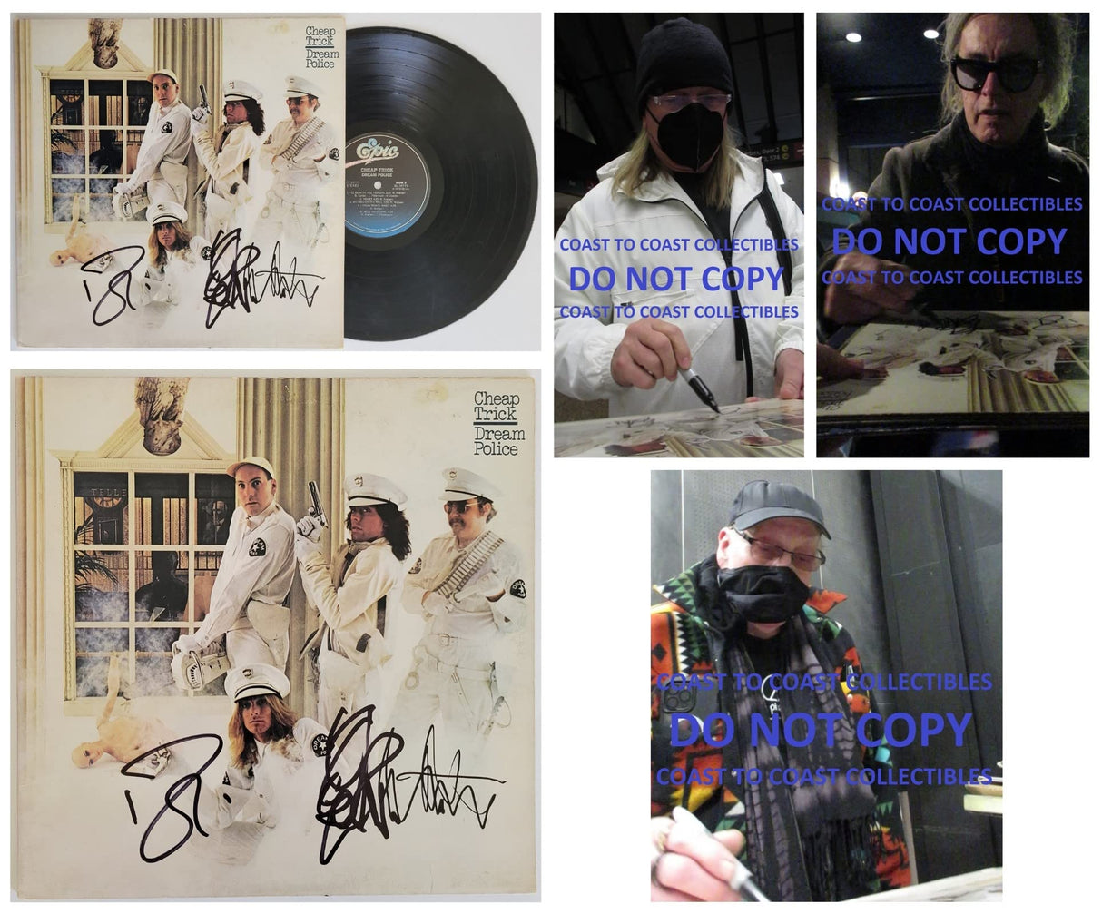 Cheap Trick band signed Dream Police album COA proof Robin Zander,Rick Nielsen,Tom Peterson star