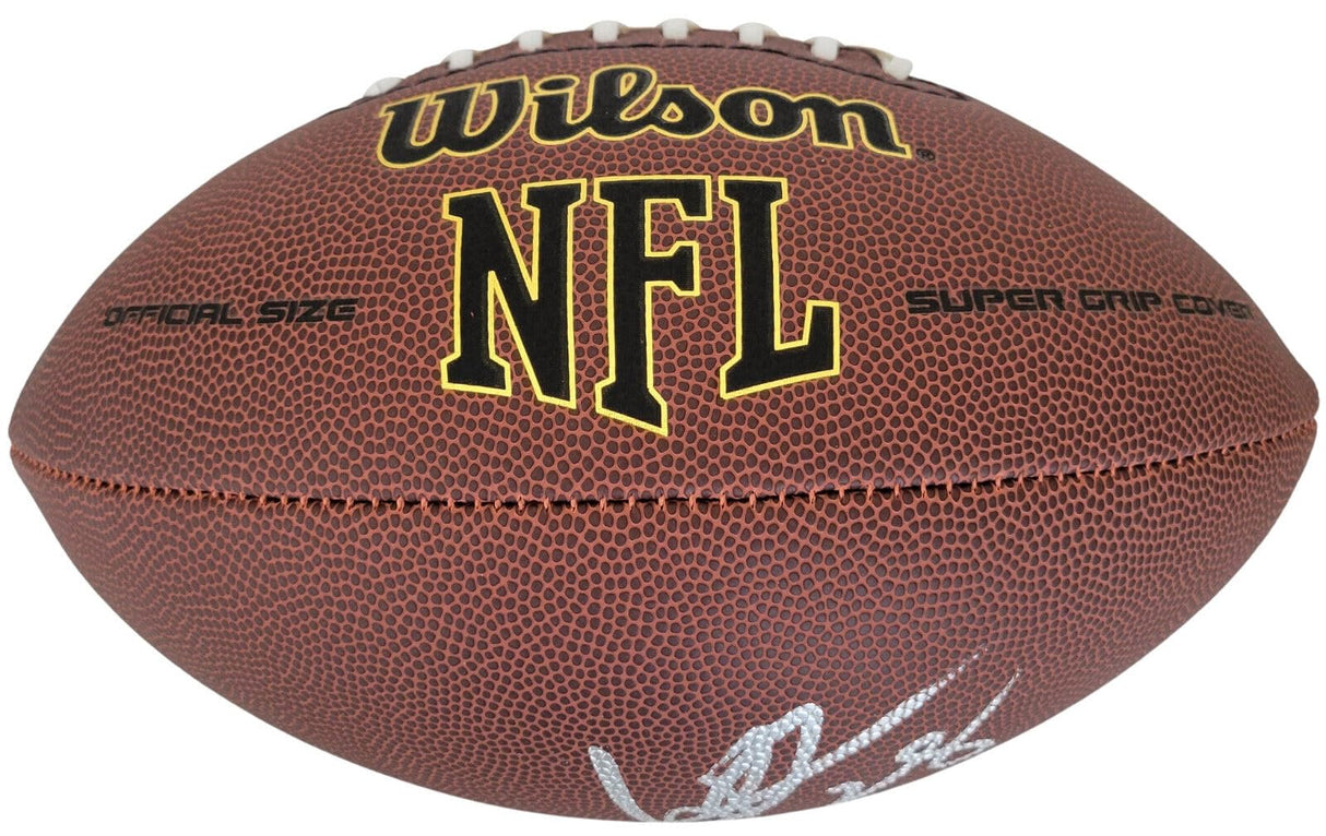 Warrick Dunn Tampa Bay Buccaneers Falcons signed football proof COA autographed