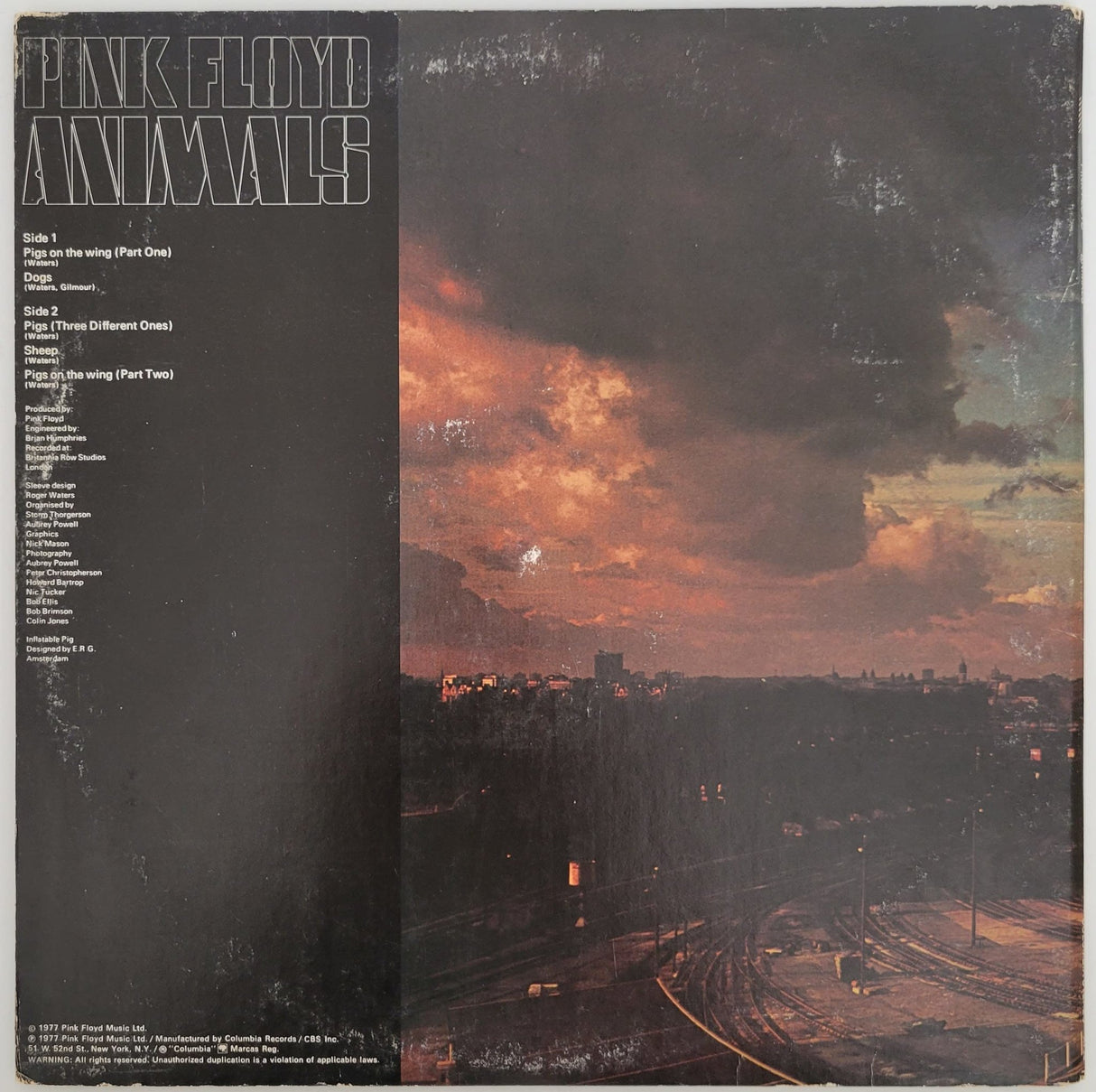 Nick Mason signed Pink Floyd Animals album vinyl record COA exact proof STAR