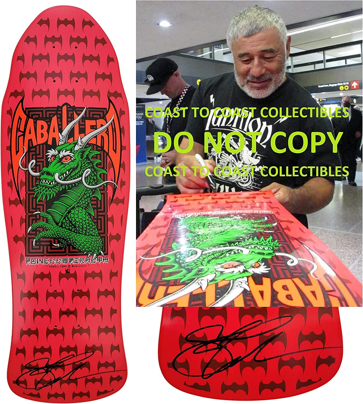 Steve Caballero signed Powell Peralta skateboard Deck proof COA autographed.
