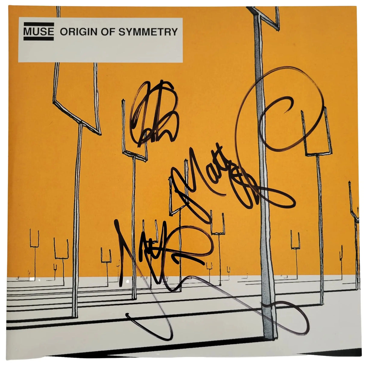 Muse signed Origin of Symmetry album vinyl record COA proof Matt Bellamy, Chris Wolstenholme, Dominic Howard STAR