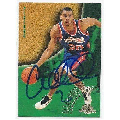 1995, Allan Houston, Detroit Pistons, Signed, Autographed, Skybox Basketball Card, Card # 136,