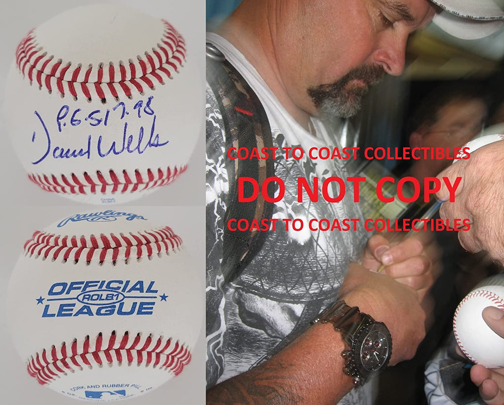 David Wells New Yankees Toronto Blue Jays Red Sox signed baseball COA proof