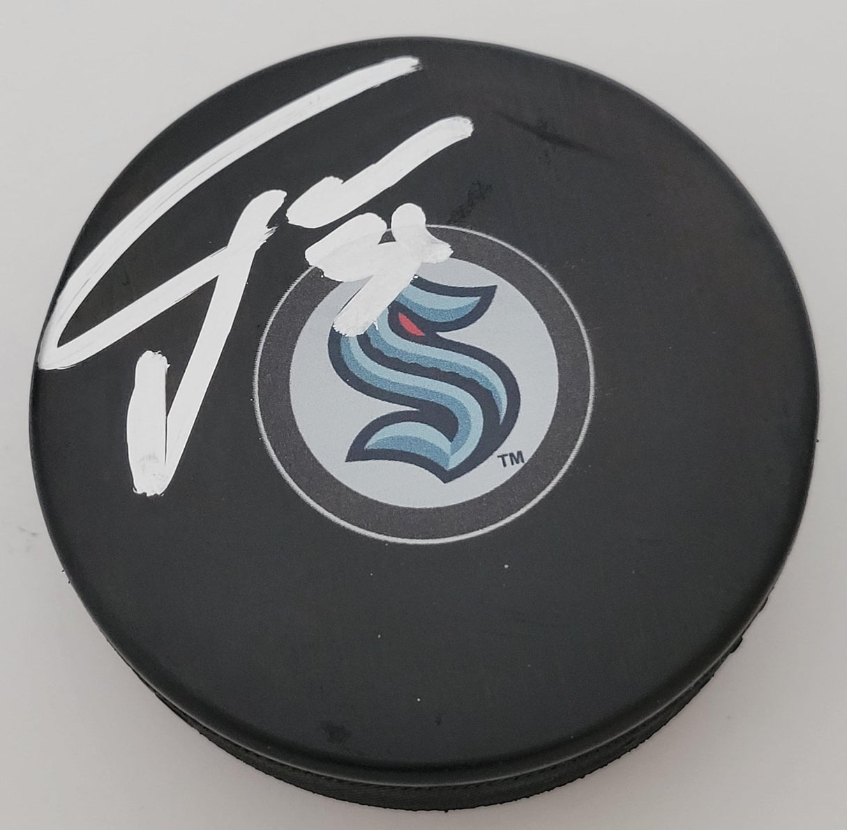 Philipp Grubauer signed Seattle Kraken logo Hockey Puck COA proof autographed