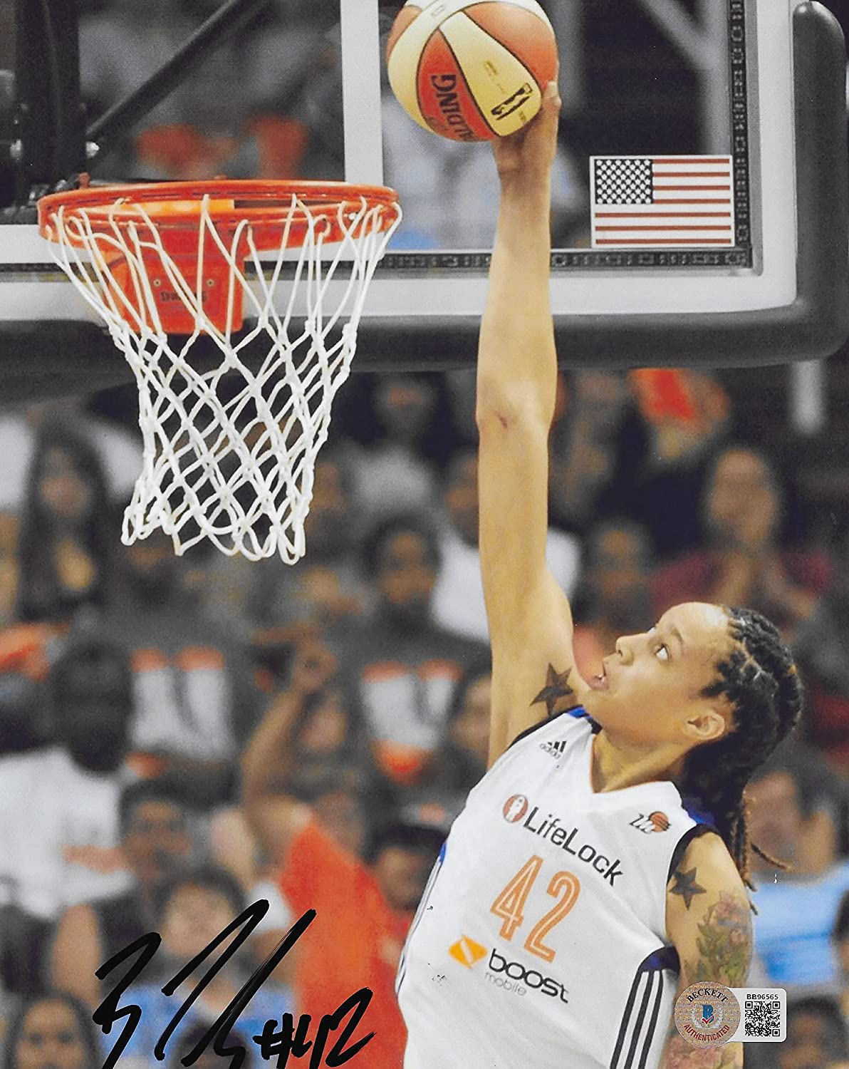 Brittney Griner signed autographed Phoenix Mercury basketball 8x10 photo proof Beckett COA.
