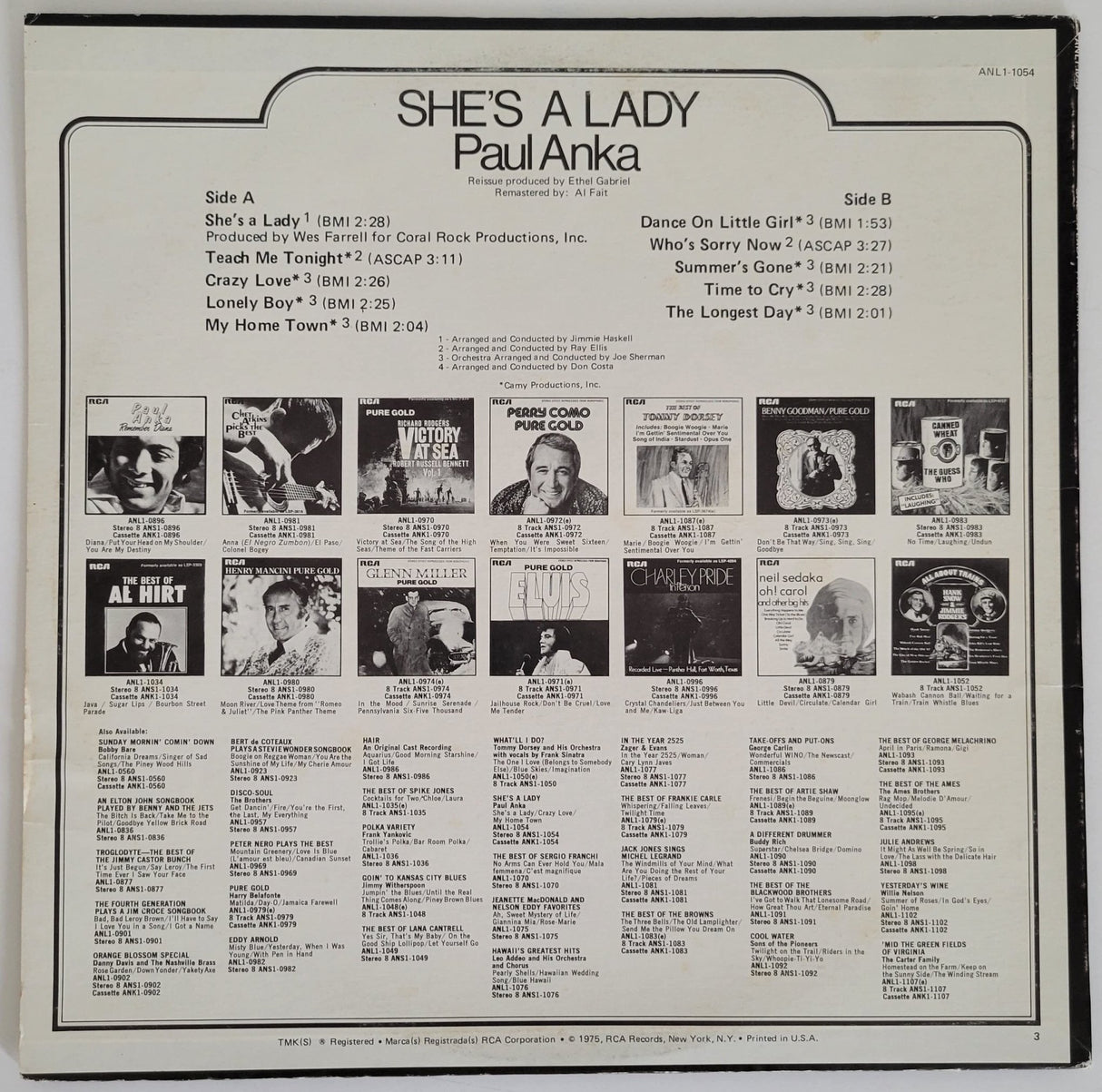 Paul Anka signed Shes a Lady album vinyl record COA proof autographed STAR