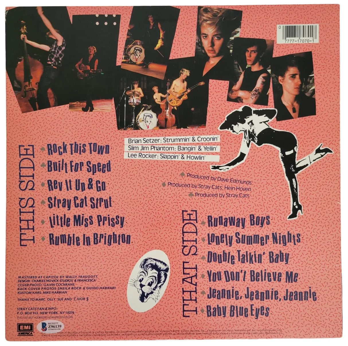 Brian Setzer Lee Rocker Slim Jim Signed Stray Cats Built for Speed Album Proof COA Vinyl