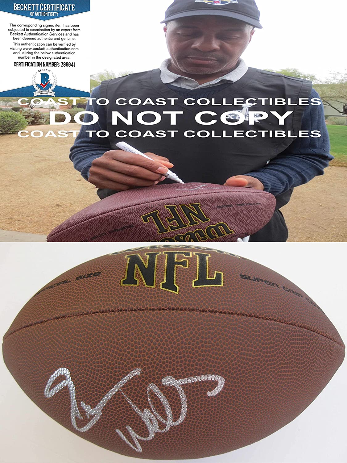 Everson Walls Cowboys New York Giants signed football proof Beckett COA