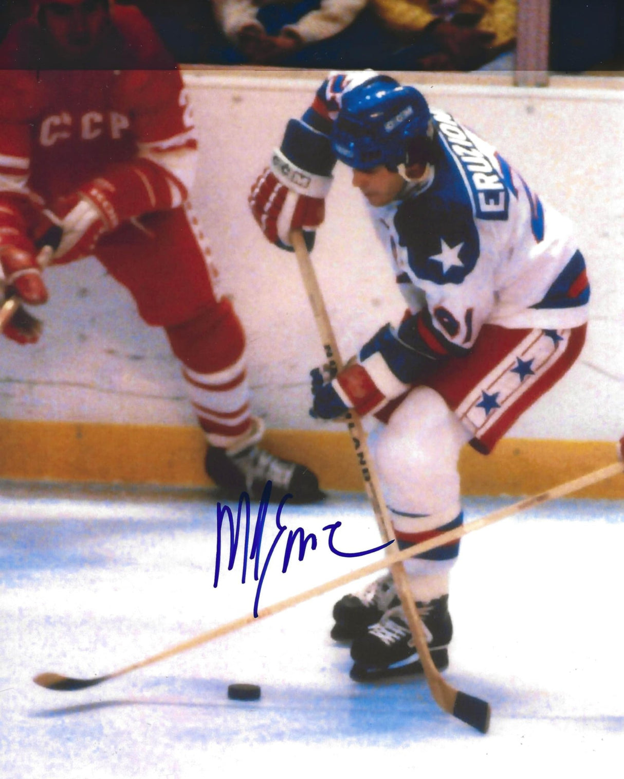 Mike Eruzione Signed USA Hockey 8x10 Photo COA Proof Autographed 1980 Winter Olympics Gold..