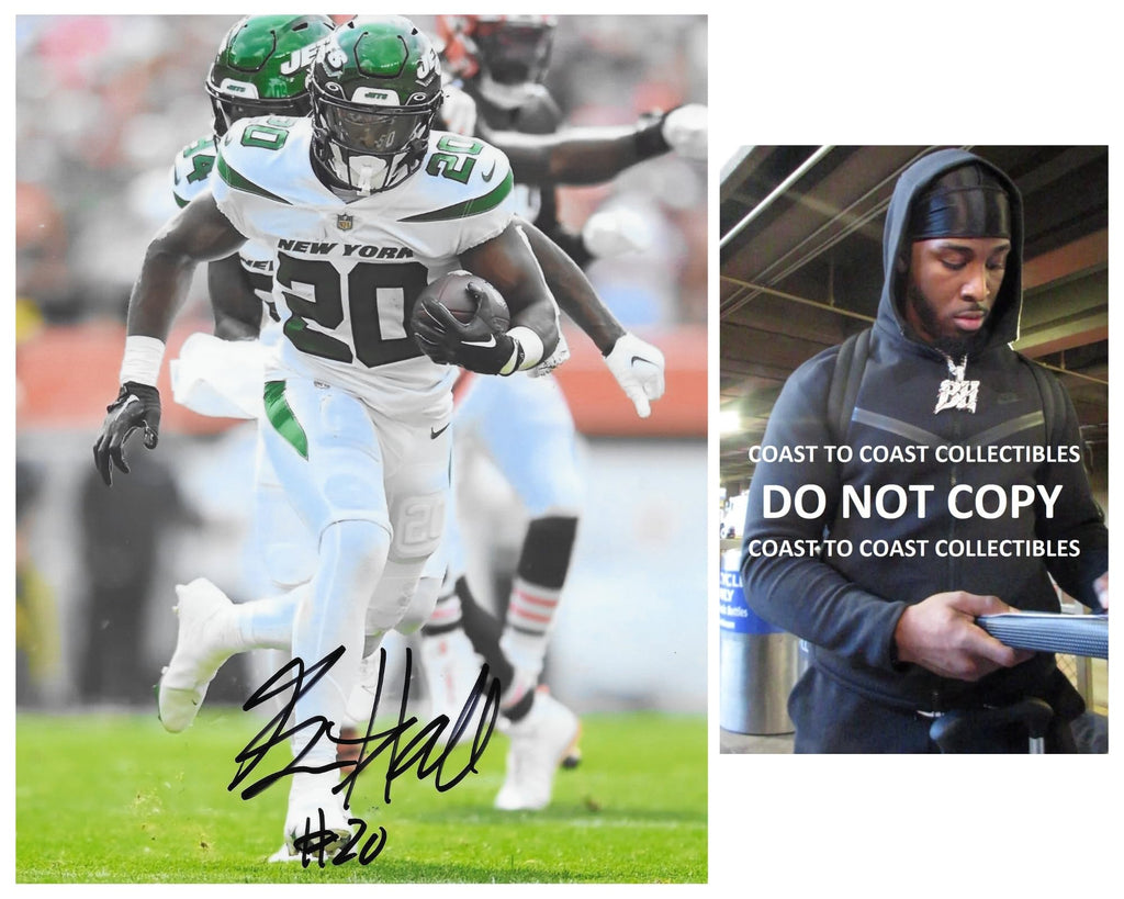 Breece Hall signed New York Jets 8x10 football photo COA Proof autographed