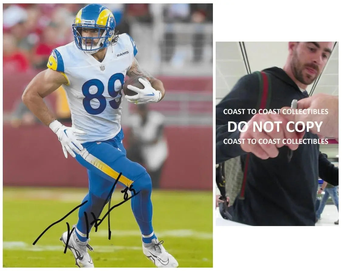 Tyler Higbee signed Los Angeles Rams football 8x10 photo Proof COA autographed.