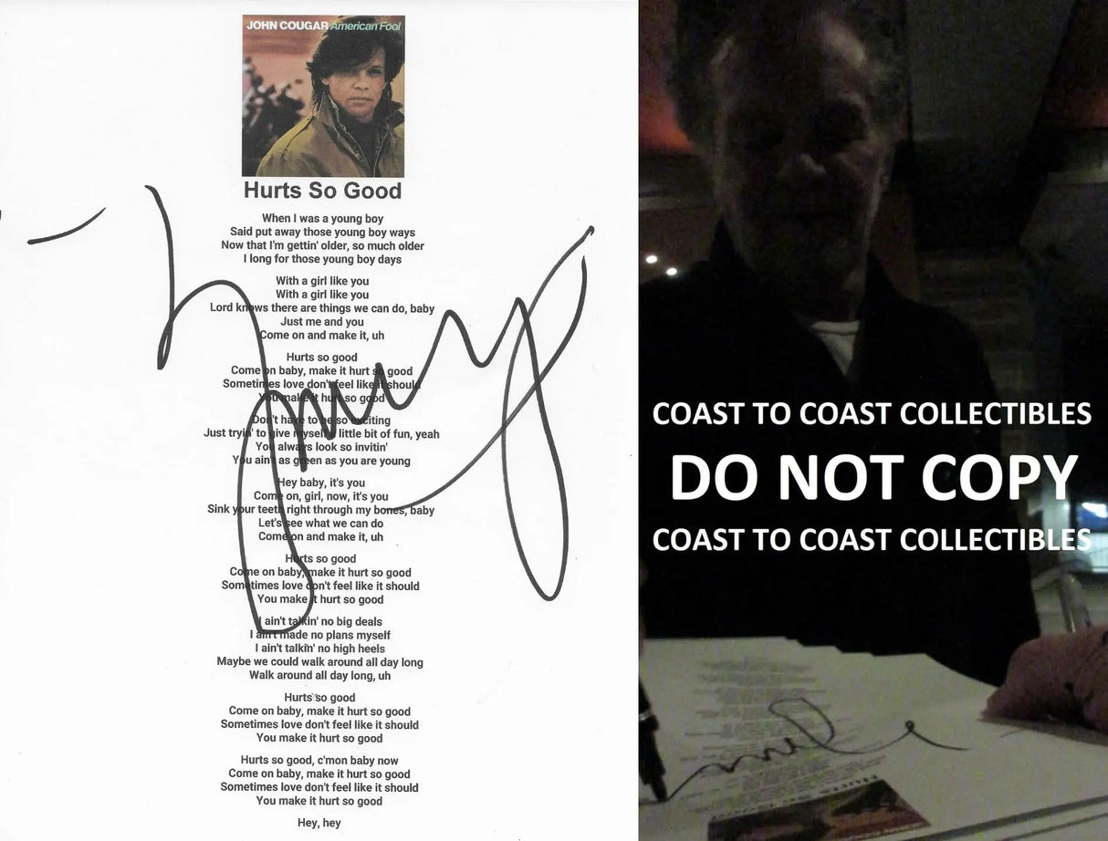 John Mellencamp signed Hurts so Good Lyrics sheet COA exact Proof autographed STAR