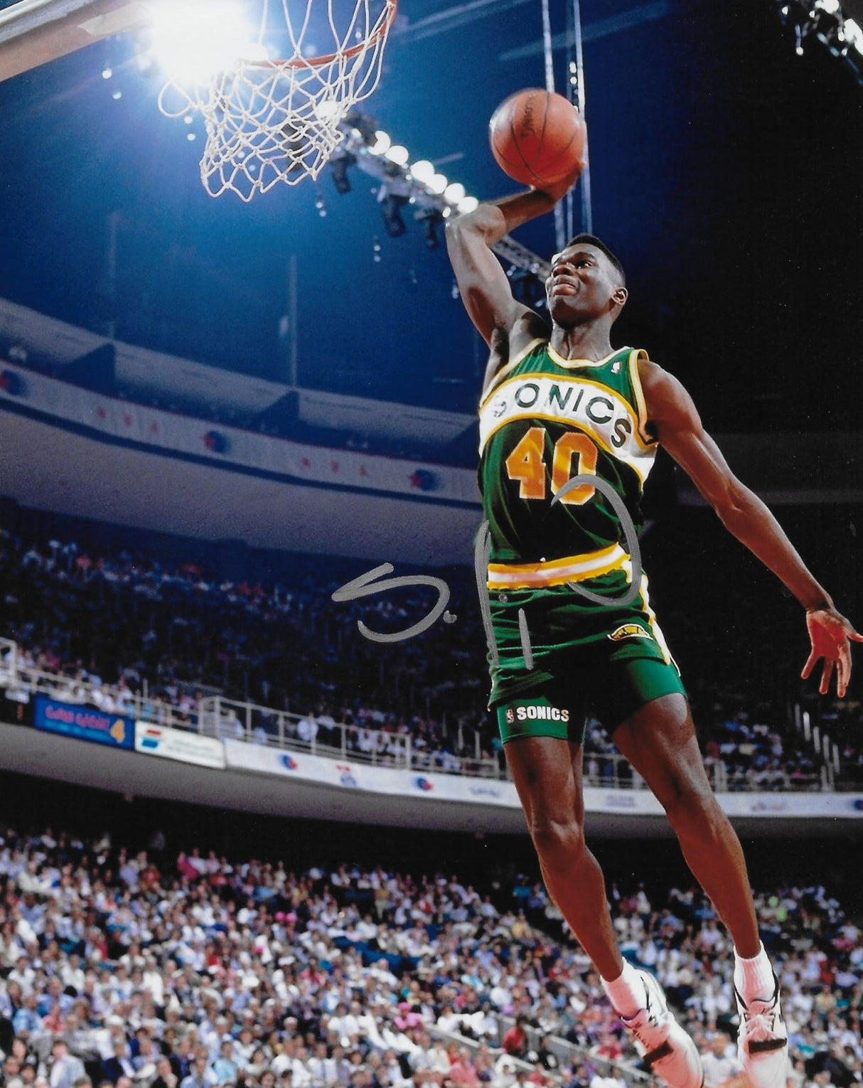 Shawn Kemp signed Seattle Supersonics Basketball 8x10 photo COA proof autographed,