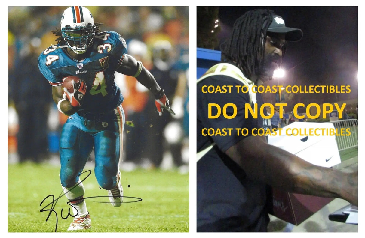 Ricky Williams signed Miami Dolphins football 8x10 photo COA proof autographed,