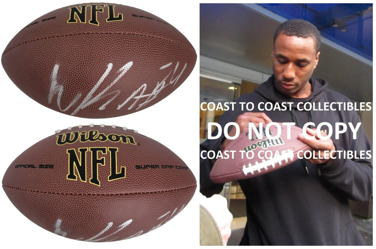 Marcus Peters Raiders signed NFL football proof COA KC Chiefs Ravens