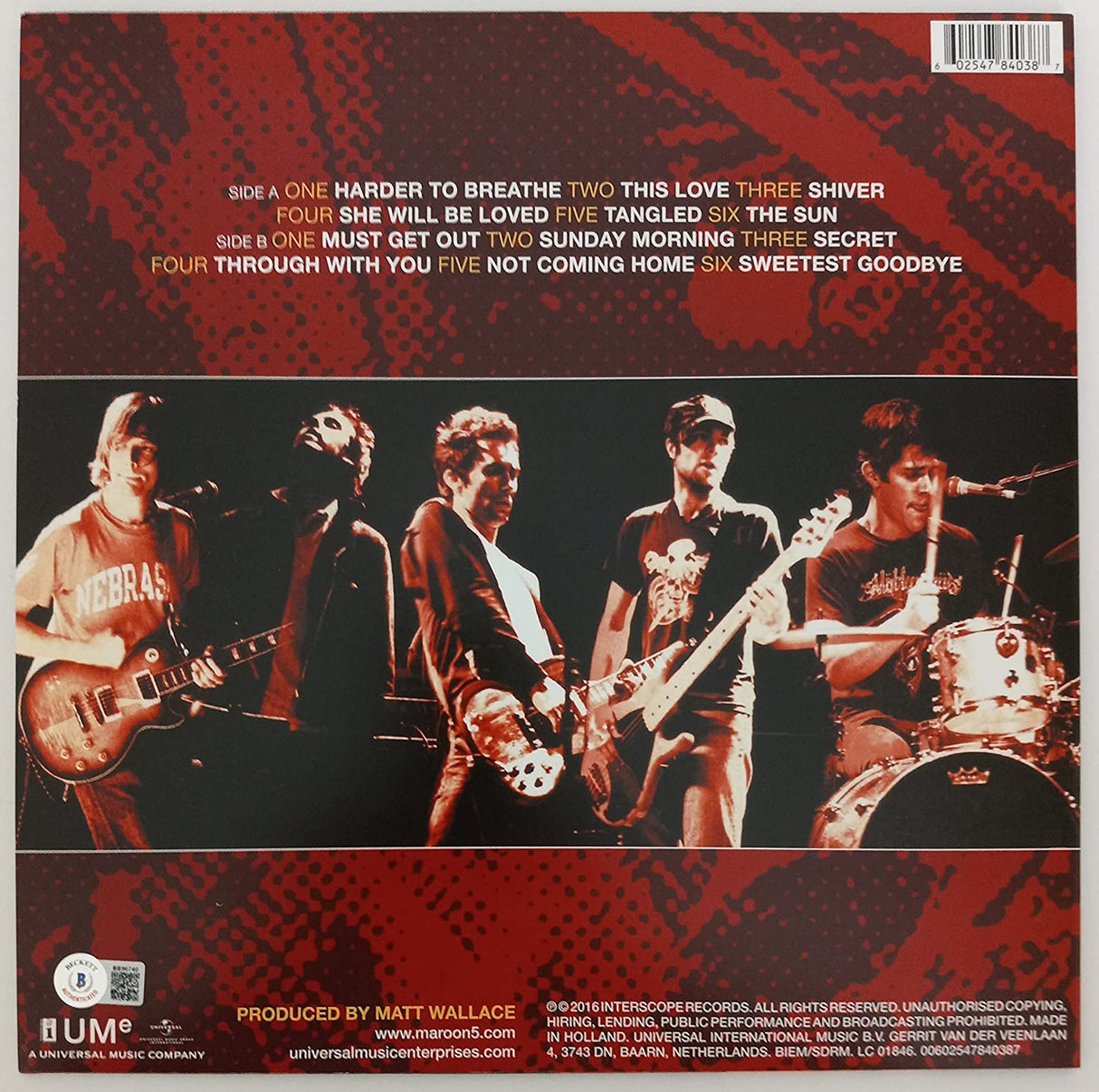 Adam Levine signed autographed Maroon 5 Songs about Jane album vinyl proof Beckett COA star