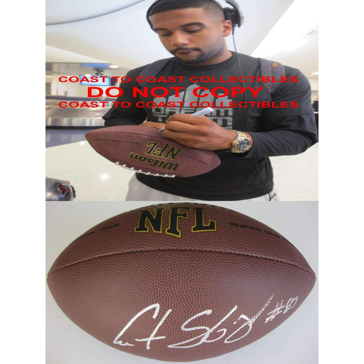 Austin Seferian-Jenkins New York Jets, Washington Huskies signed, autographed NFL football - COA