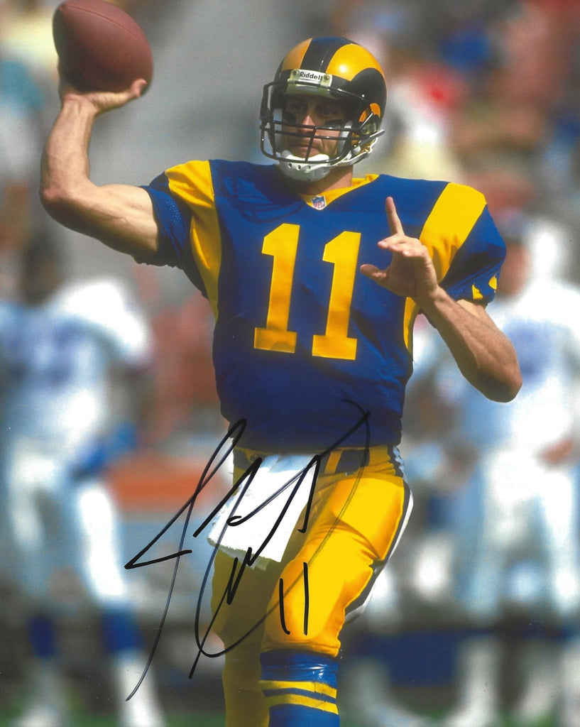 Jim Everett signed Los Angeles Rams football 8x10 photo Proof COA autographed.