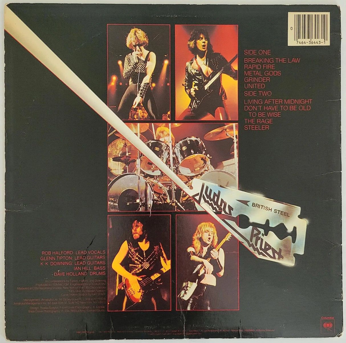 Halford Tipton Hill Downing signed Judas Priest British Steel album COA proof star