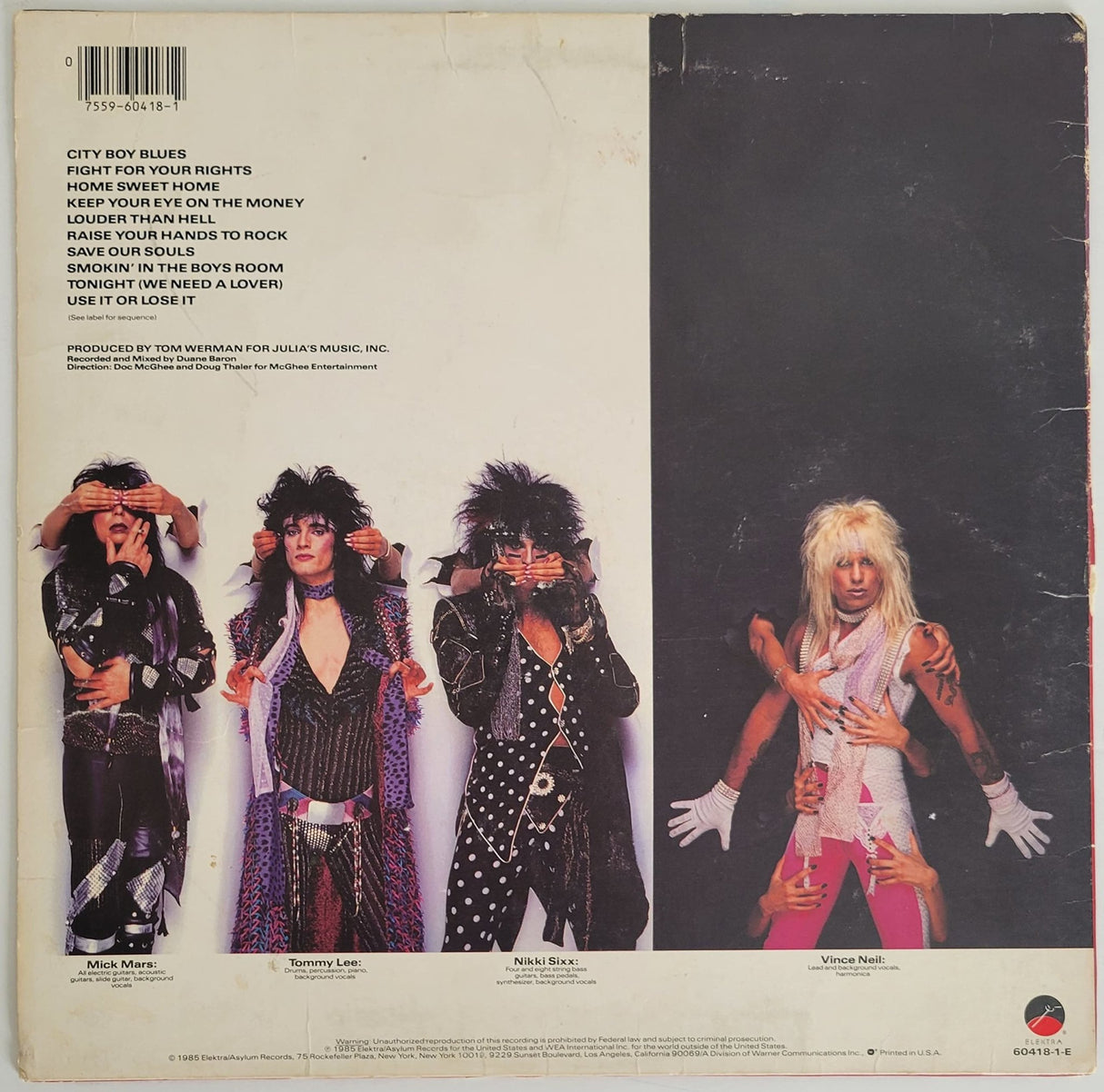 Vince Neil signed Motley Crue Theatre of Pain album vinyl record COA exact proof star