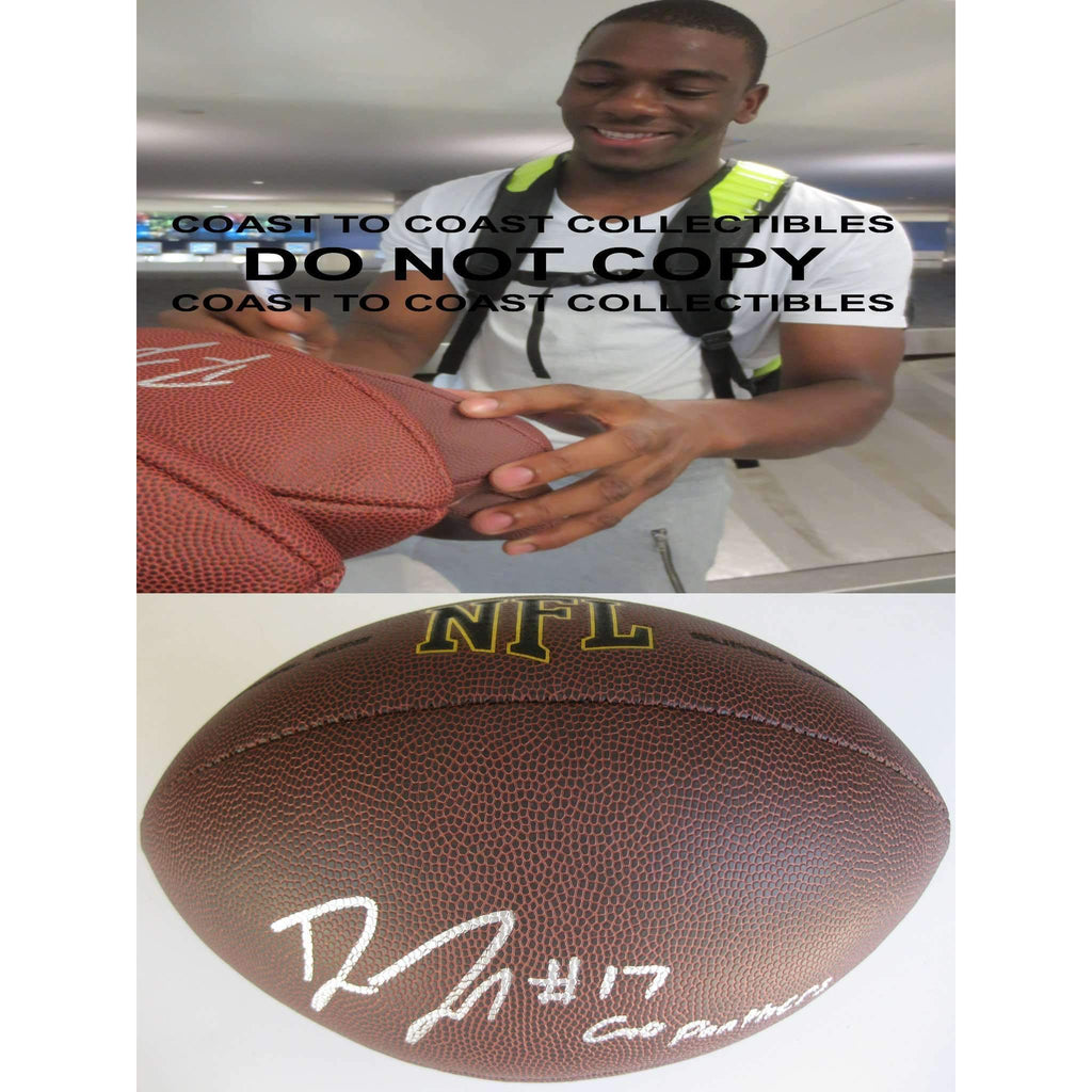 Devin Funchess Carolina Panthers signed, autographed NFL football - COA and proof photo