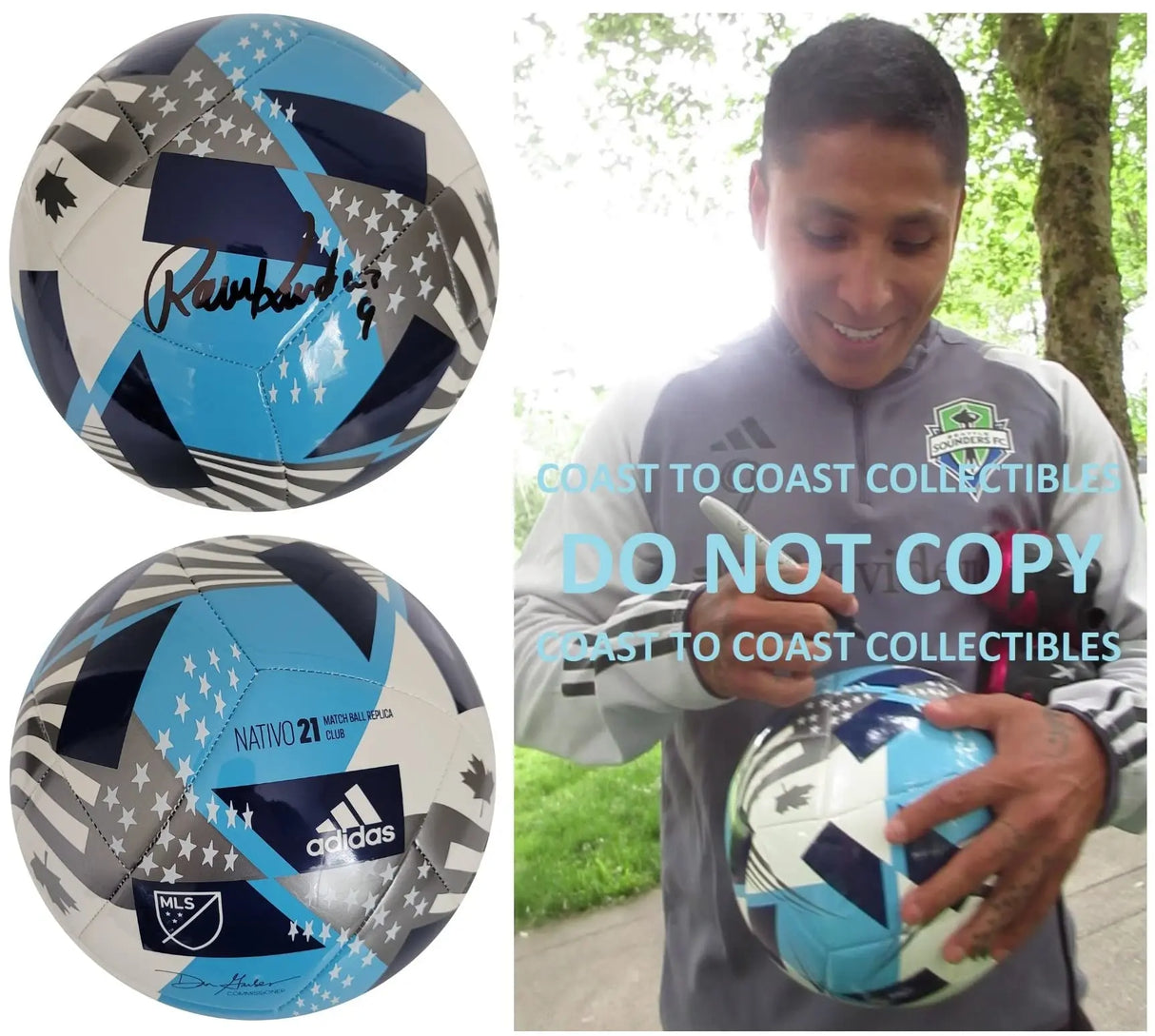 Raul Ruidiaz Seattle Sounders FC signed soccer MLS ball COA proof autographed