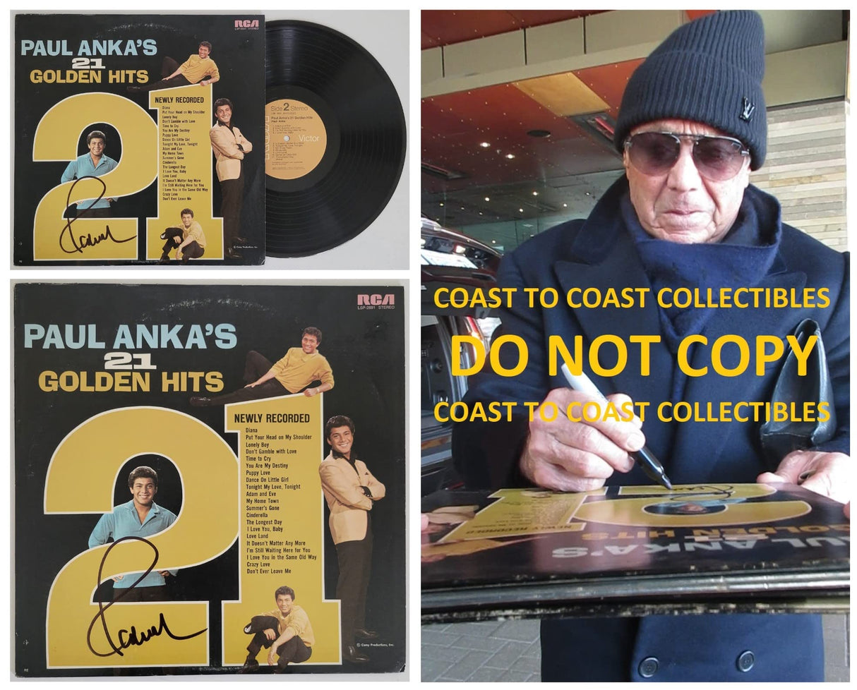 Paul Anka signed 21 Golden Hits album vinyl record COA proof autographed STAR