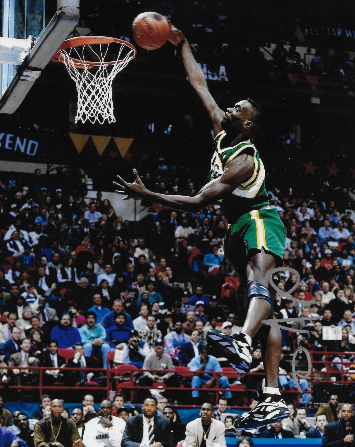 Shawn Kemp Signed Seattle Sonics Basketball 8x10 Photo COA Proof Autographed