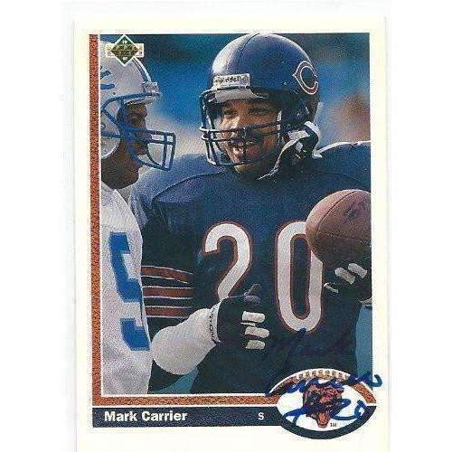 1991, Mark Carrier, Chicago Bears, Signed, Autographed, Upper Deck Football Card, Card # 434,