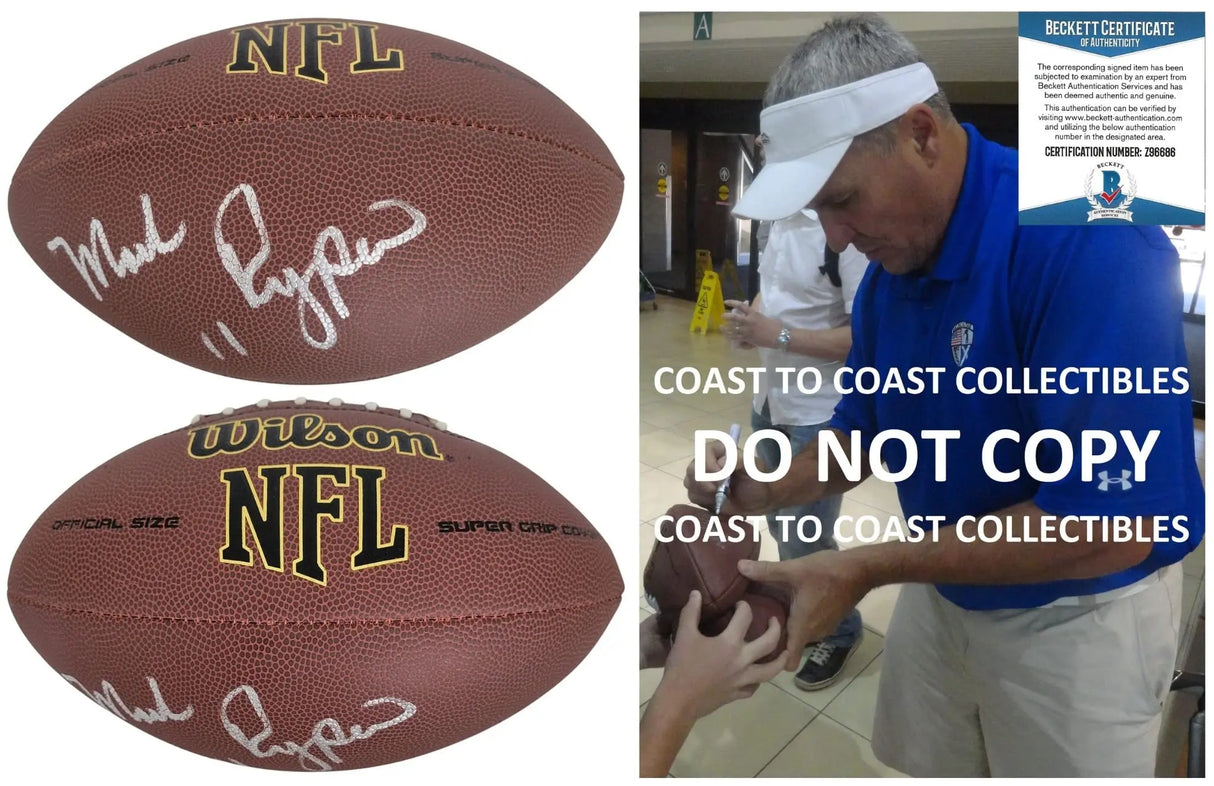 Mark Rypien Washington signed NFL football proof Beckett COA autographed