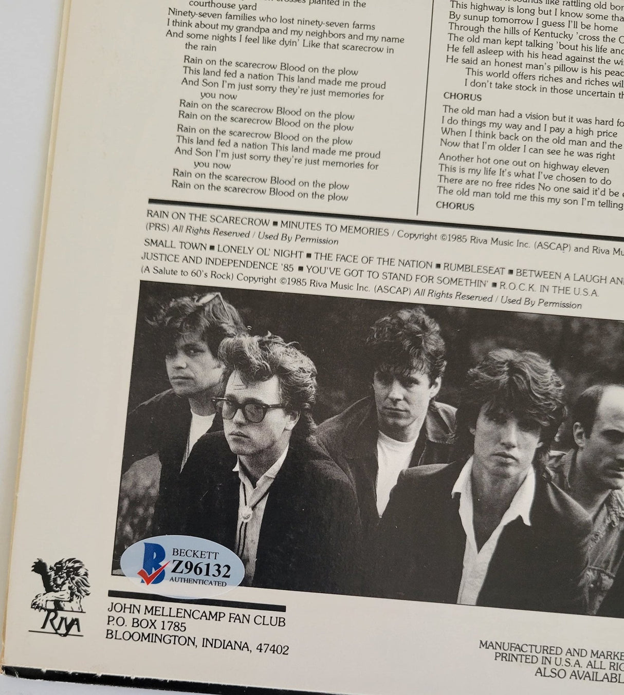 John Cougar Mellencamp signed Scarecrow album vinyl record proof Beckett COA STAR