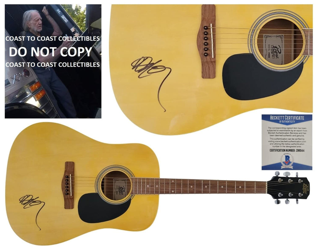 Willie Nelson Country music legend signed acoustic guitar Proof Beckett COA STAR autograph