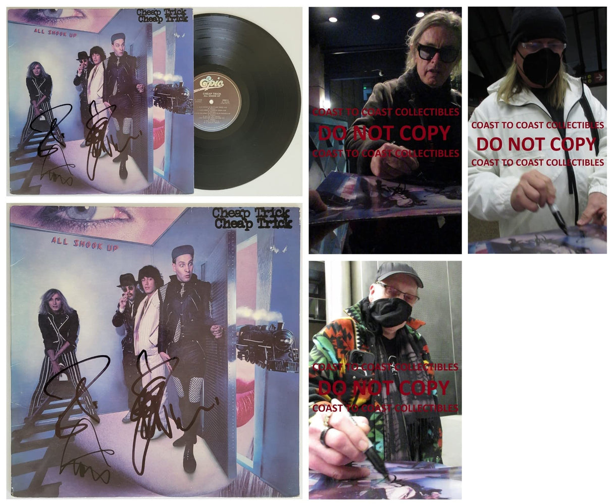 Cheap Trick band signed All Shook Up album COA proof Robin Zander,Rick Nielsen,Tom Peterson star