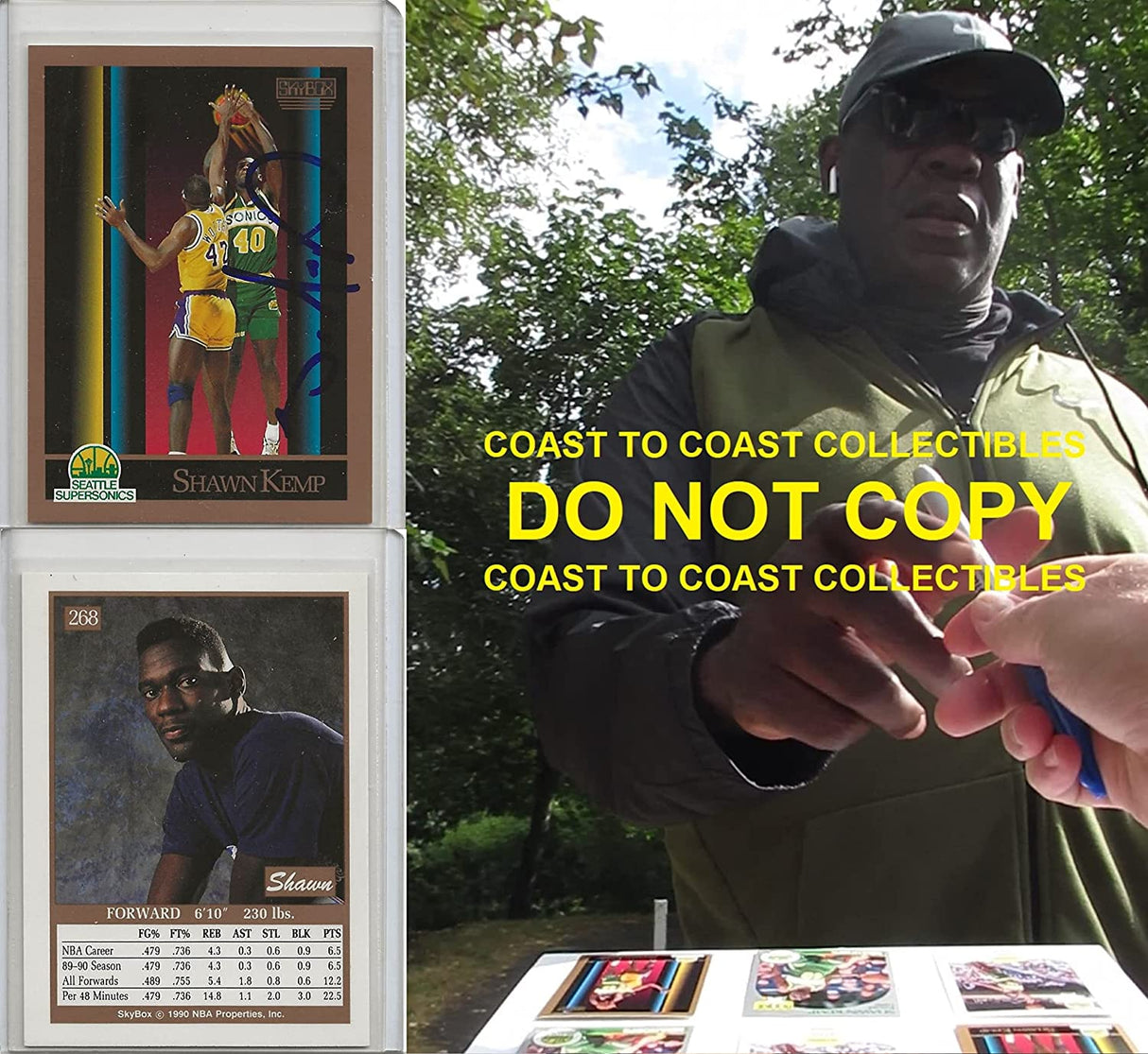 Shawn Kemp Seattle Sonics signed rookie Skybox basketball Card #268 proof autograph