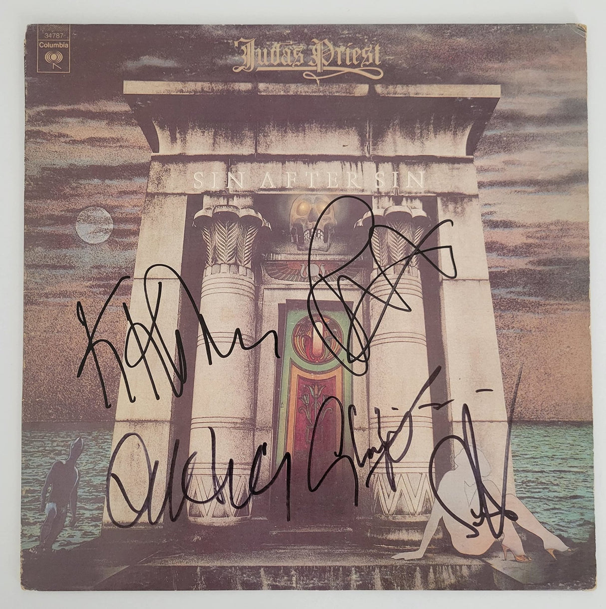 Rob Halford Glenn Tipton Ian Hill KK Downing Simon Phillips signed Sin after Sin album COA proof star