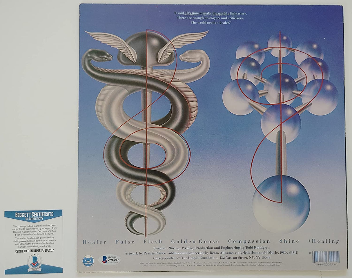 Todd Rundgren signed Healing Album vinyl record Proof Beckett COA STAR autographed