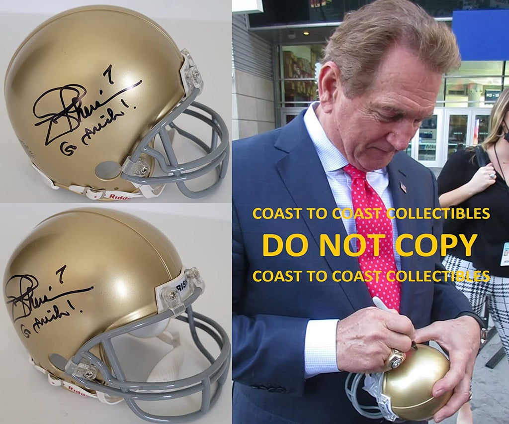Joe Theisman signed Notre Dame mini football helmet autographed COA exact proof