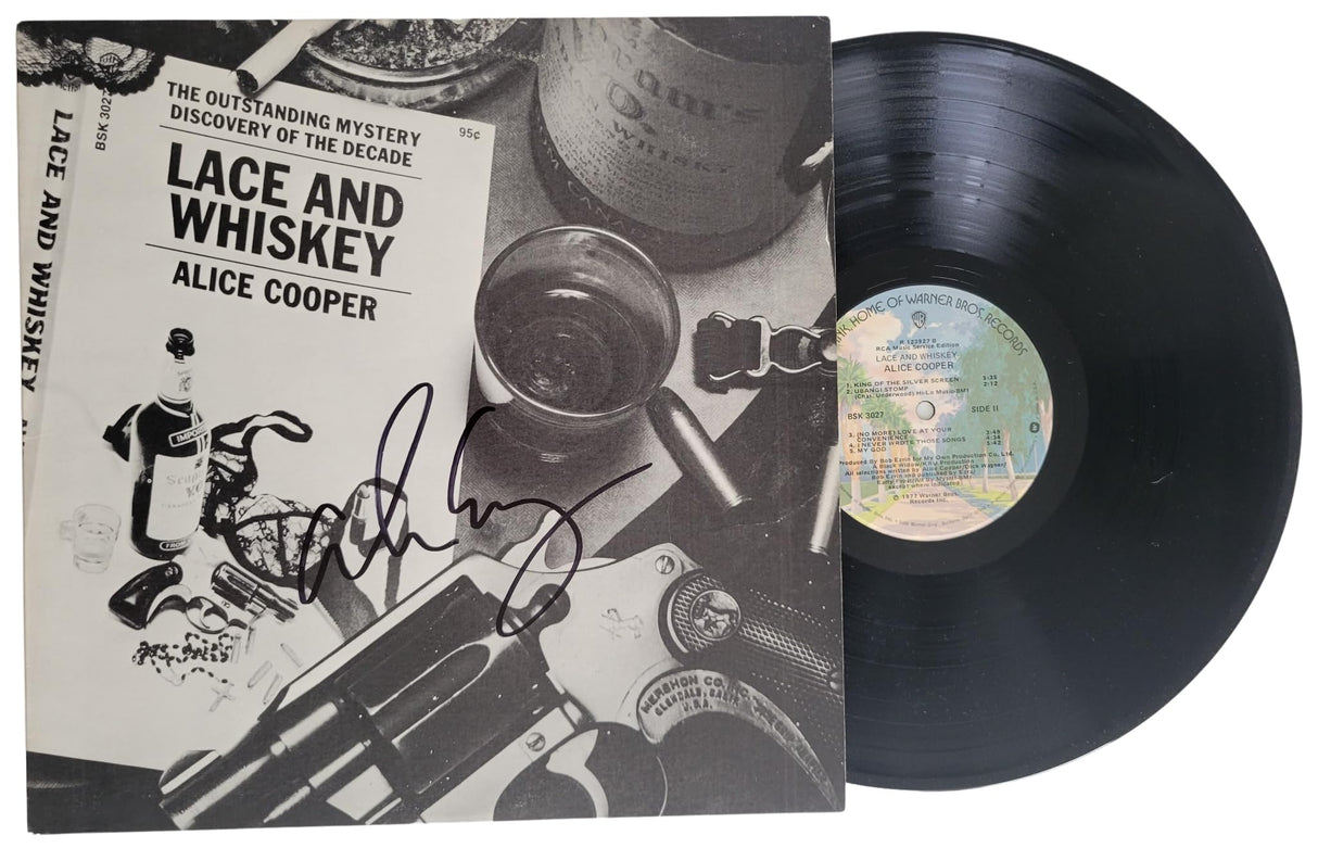 Alice Cooper signed Lace and Whiskey Album vinyl record Proof COA autographed STAR
