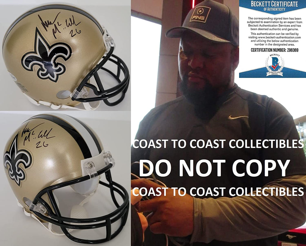 Deuce McAllister signed New Orleans Saints mini helmet proof Beckett autographed