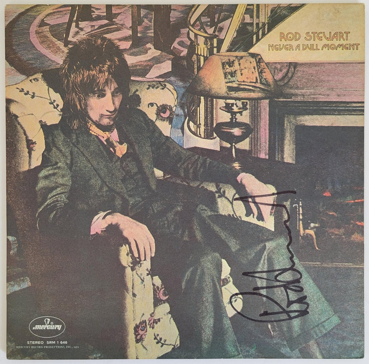 Rod Stewart signed Never a Dull Moment album vinyl record COA exact proof STAR