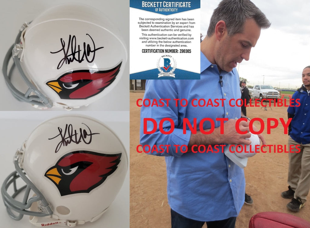 Kurt Warner signed Arizona Cardinals mini football helmet proof Beckett COA autographed