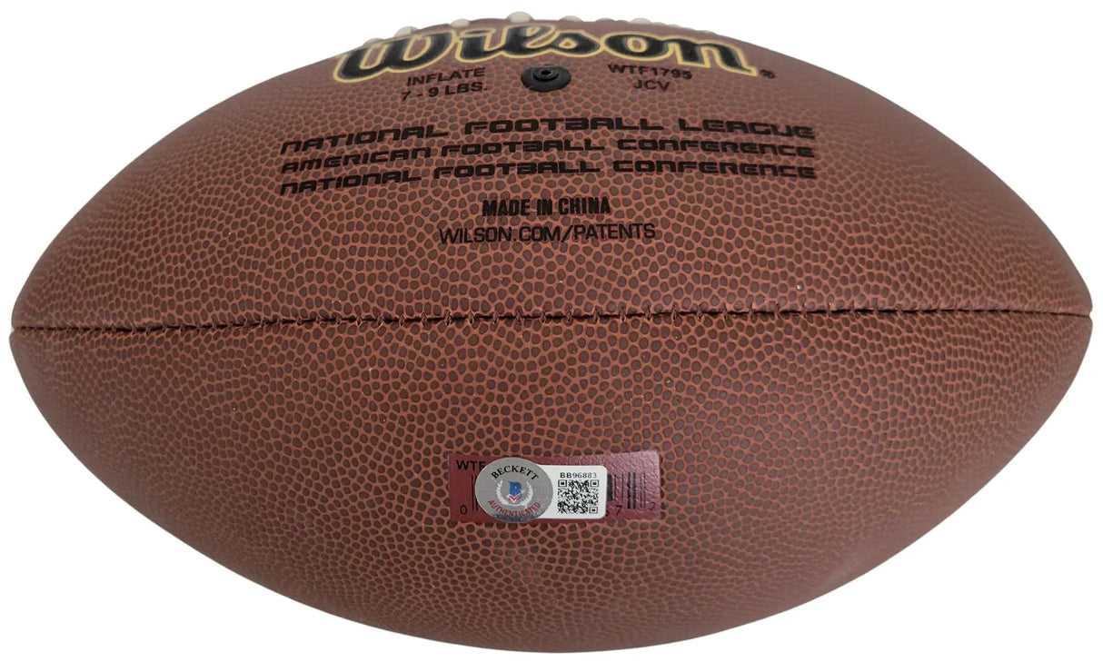 Terrell Davis Signed Football Proof Beckett COA Broncos Bulldogs Autographed